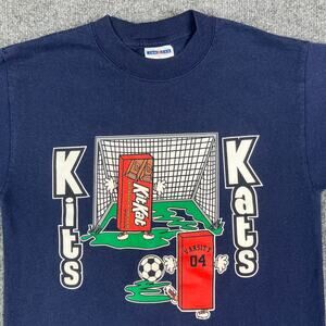 Jerzees T-Shirt Mens Size S Navy Kits Kats Soccer Graphic Crewneck Short Sleeve
